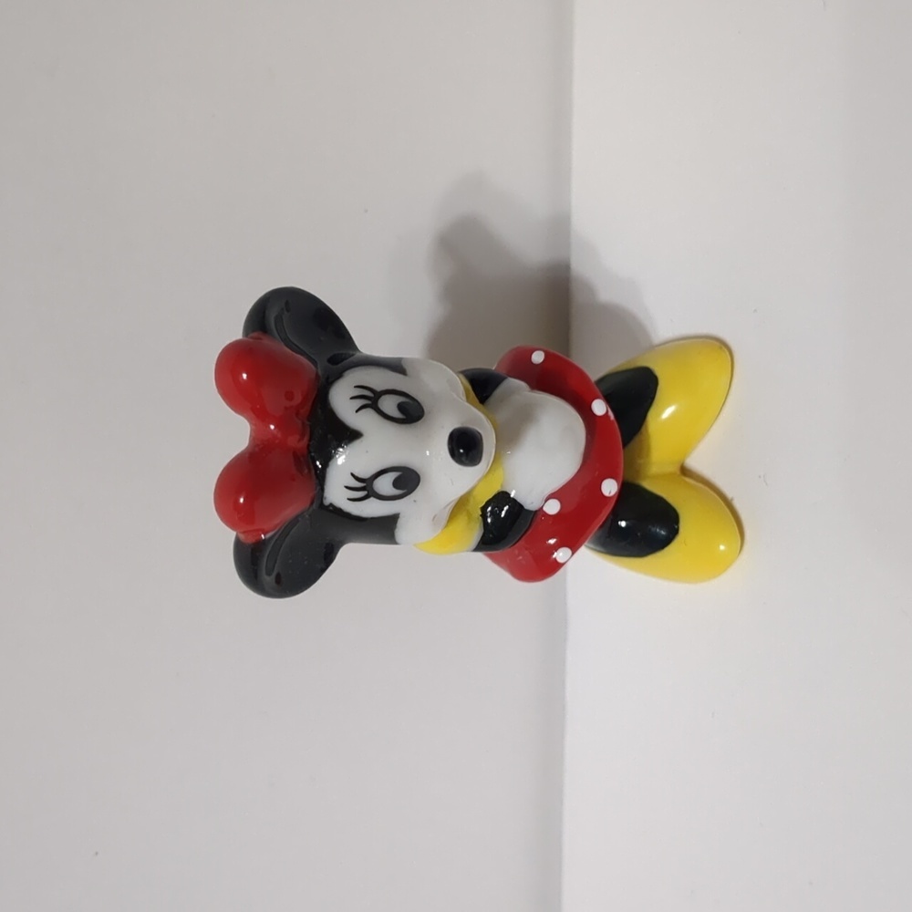 Minnie Mouse Glass Figurine Vintage Tiny Bone China Disney Taiwan
